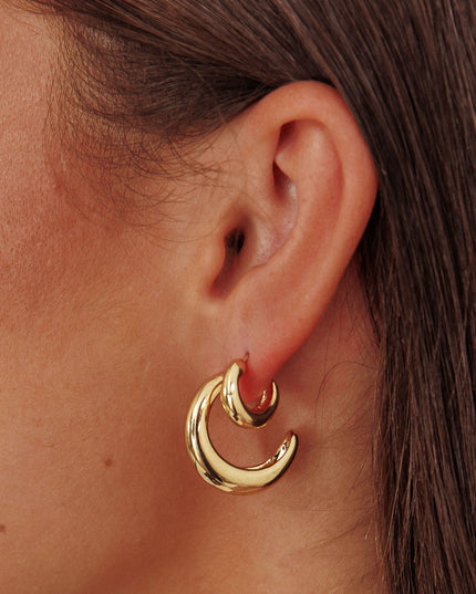 Half-Hoop Earrings Set Gold Plated