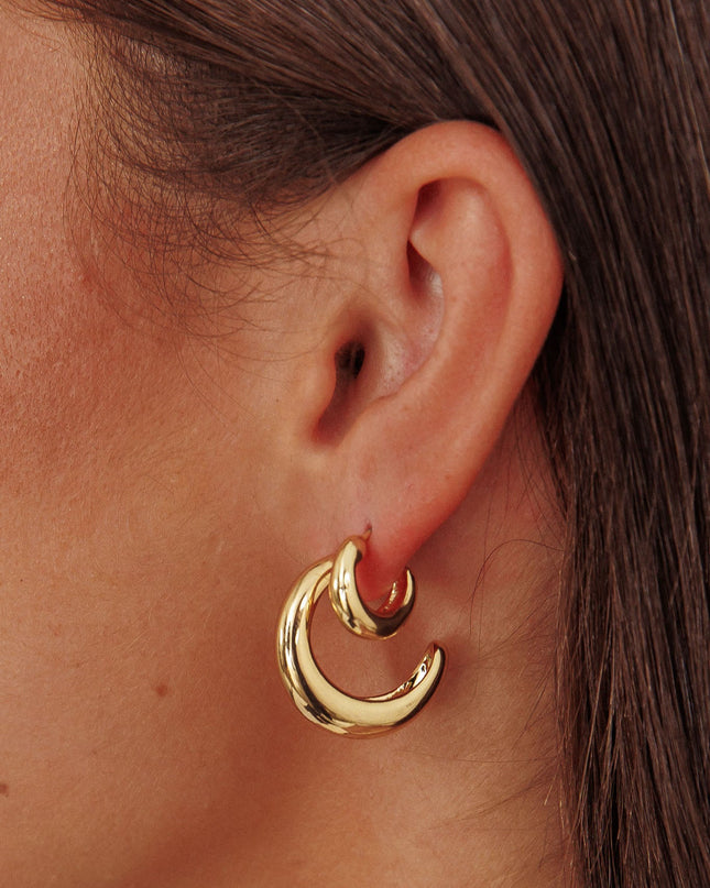 Half-Hoop Earrings Set Gold Plated