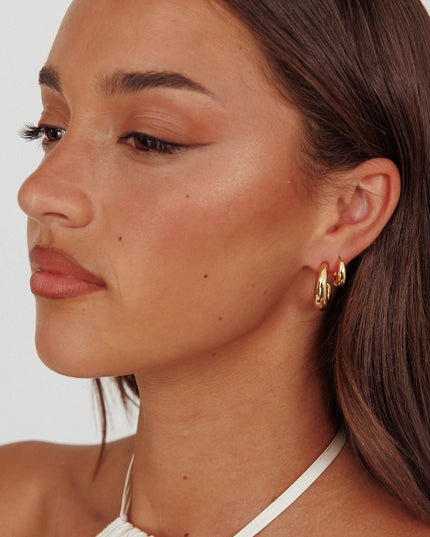 Half-Hoop Earrings Set Gold Plated
