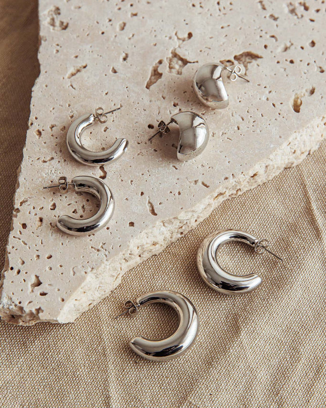 Dark Silver Anjelica Oval Earrings