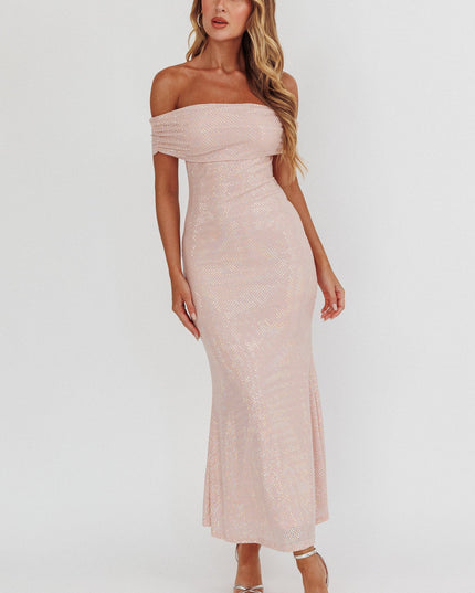 Blush Off-Shoulder Maxi Dress Spangle