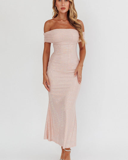 Blush Off-Shoulder Maxi Dress Spangle