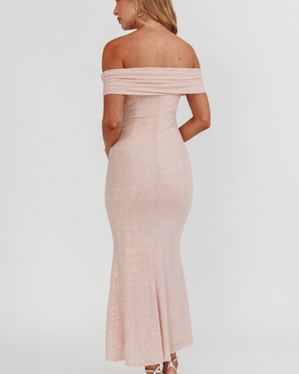 Blush Off-Shoulder Maxi Dress Spangle