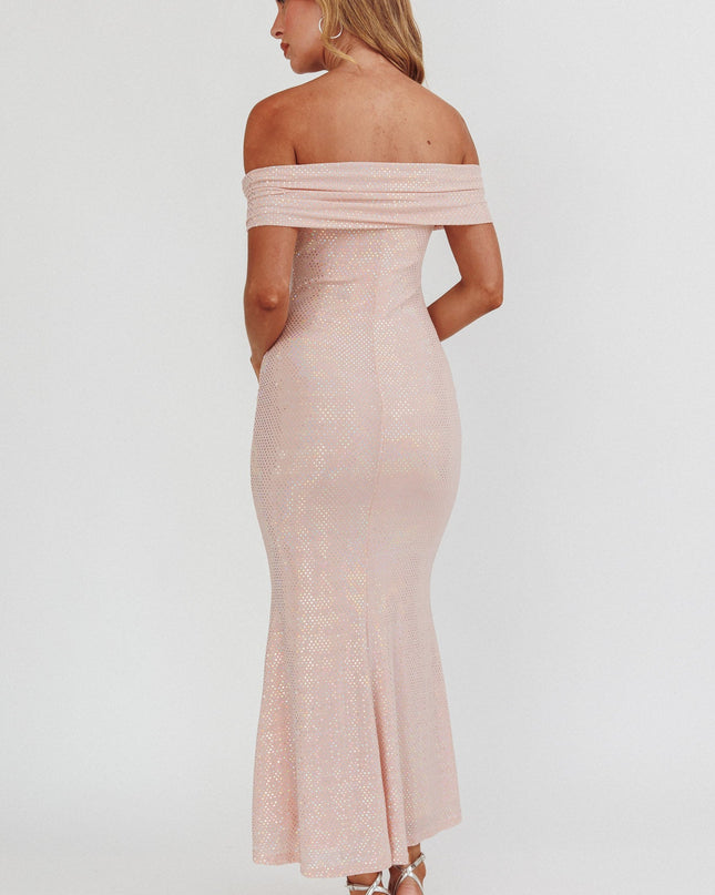 Blush Off-Shoulder Maxi Dress Spangle