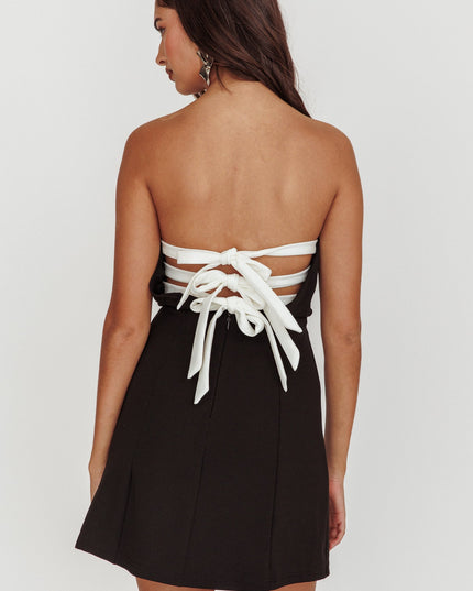 Black Strapless Sweetheart Mini Dress