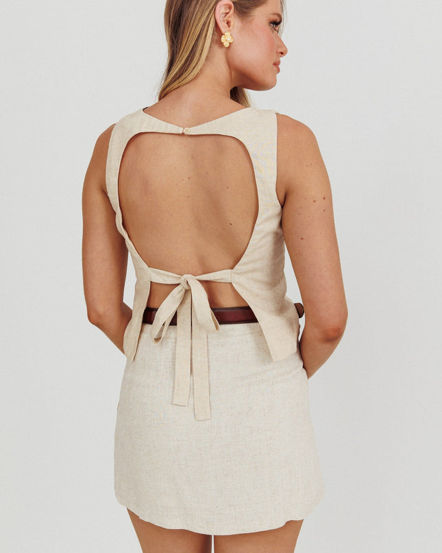 Stone Backless Sleeveless Top