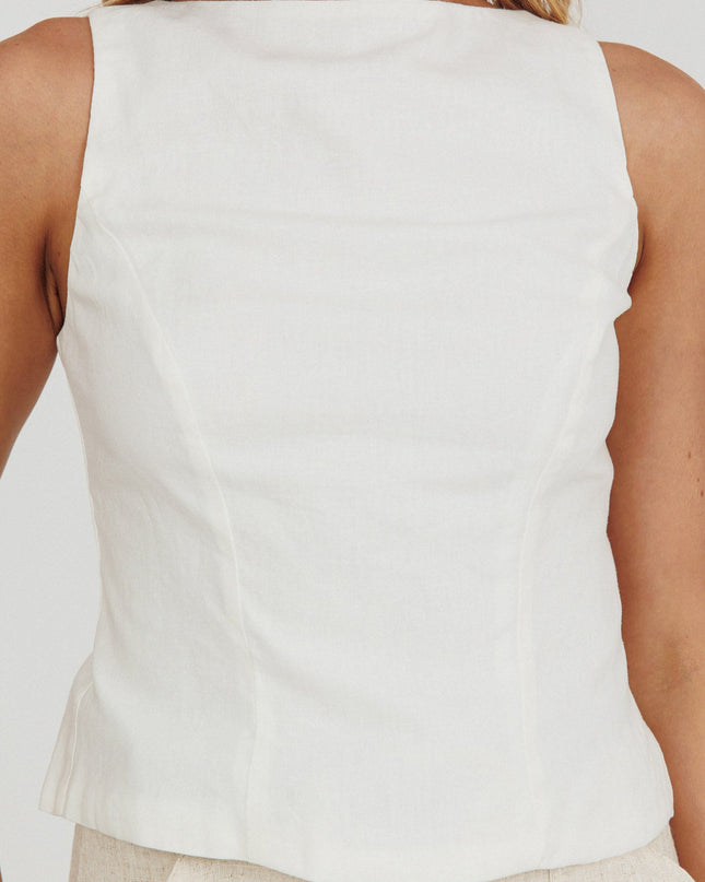 White Backless Sleeveless Top