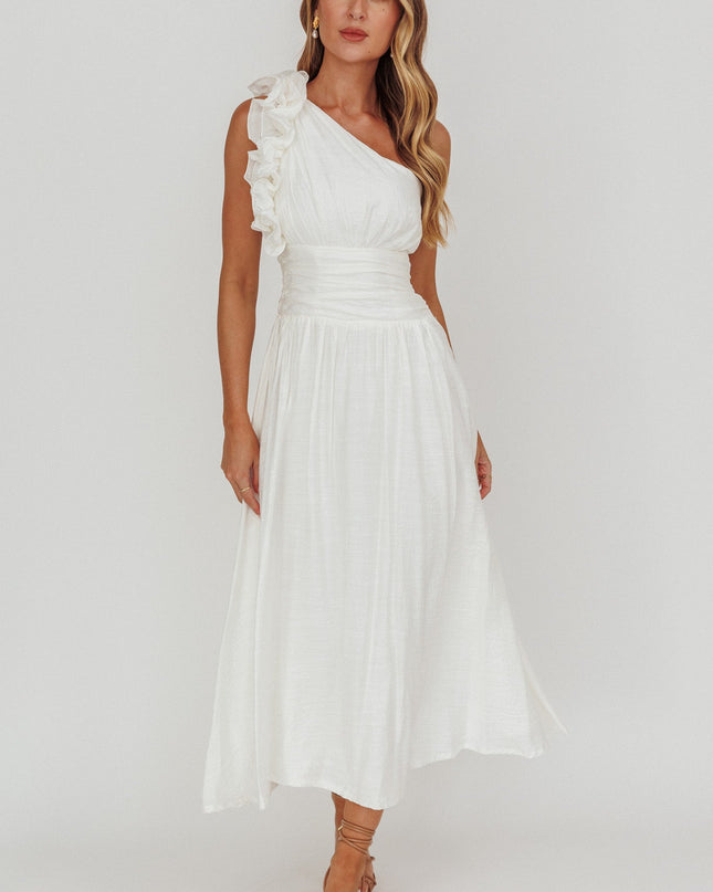 White One-Shoulder Maxi Dress