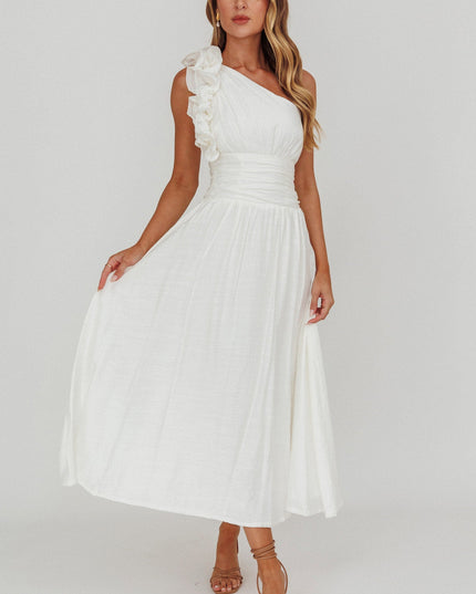 White One-Shoulder Maxi Dress