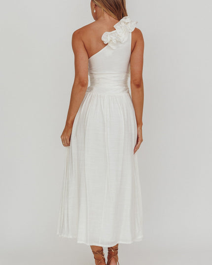 White One-Shoulder Maxi Dress
