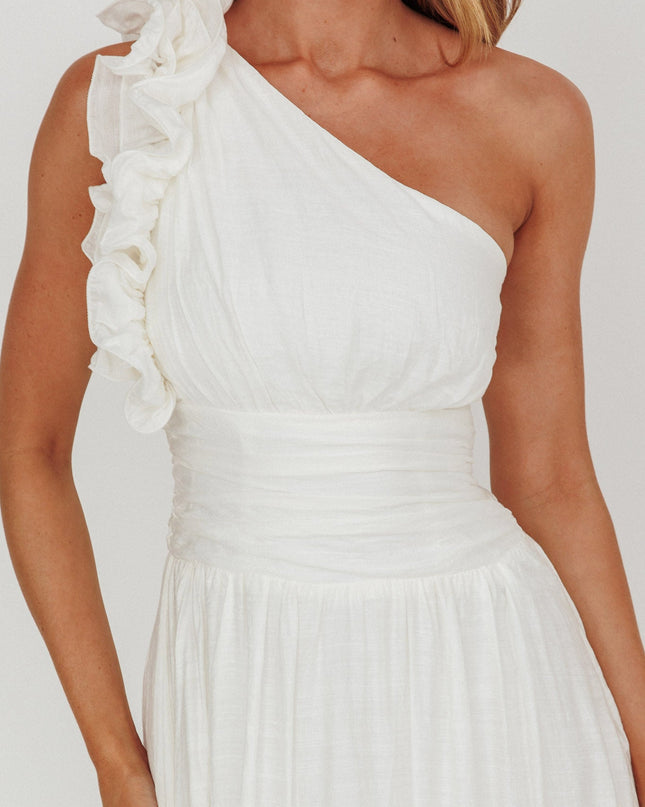 White One-Shoulder Maxi Dress