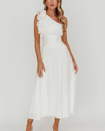 White One-Shoulder Maxi Dress