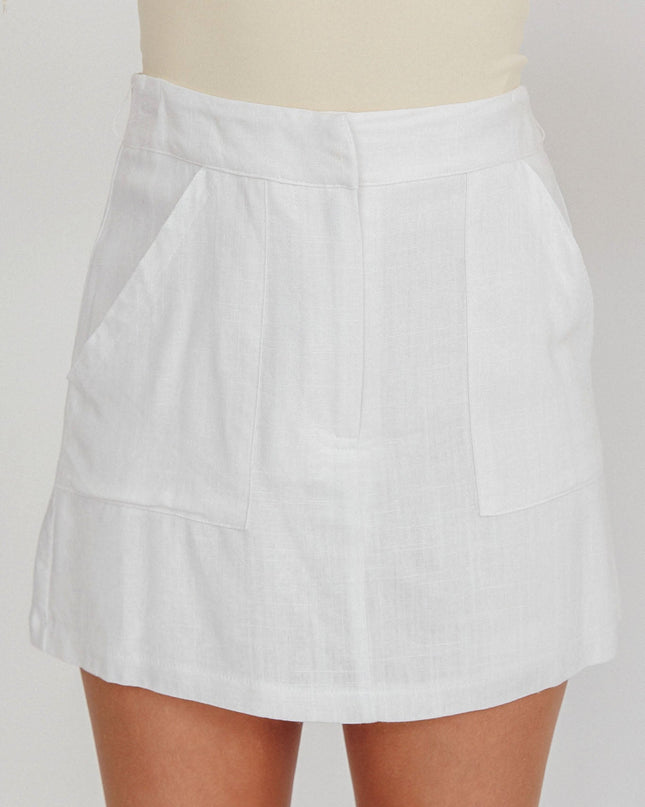 White Euphoria Linen Skort