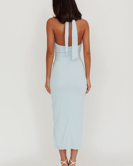 Blue Halterneck Midi Dress