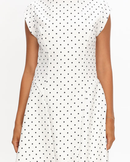 White Cap Sleeve Mini Dress Polka Dot