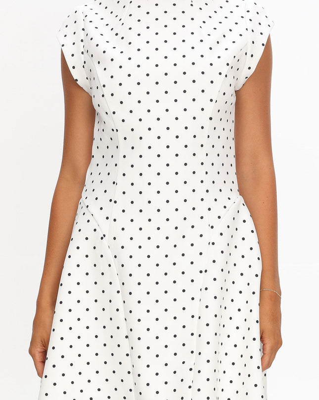 White Cap Sleeve Mini Dress Polka Dot