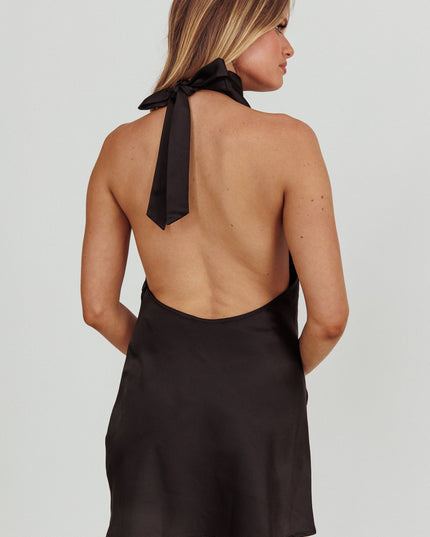 Black High Halter Neck Mini Dress