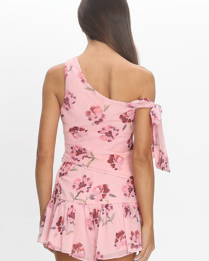 Burgundy One-Shoulder Tie Top