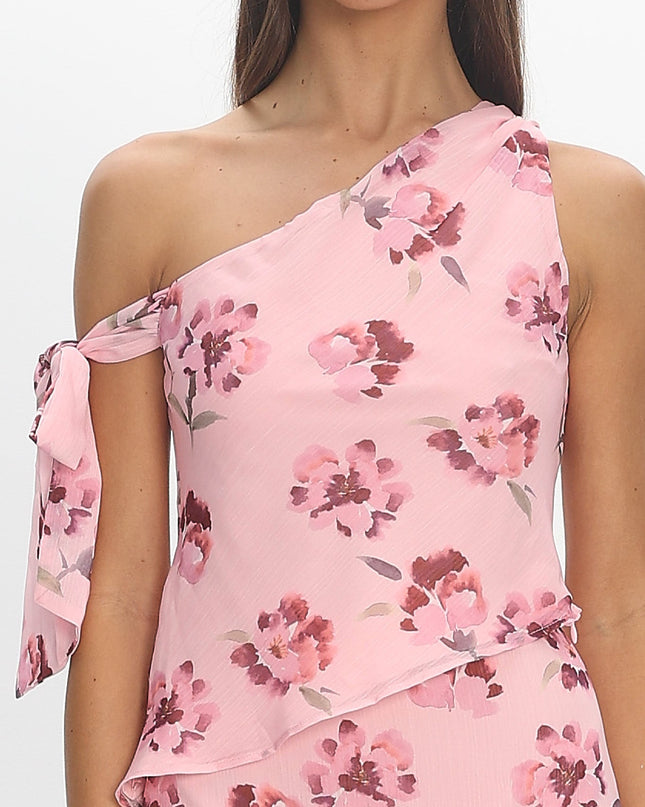Burgundy One-Shoulder Tie Top