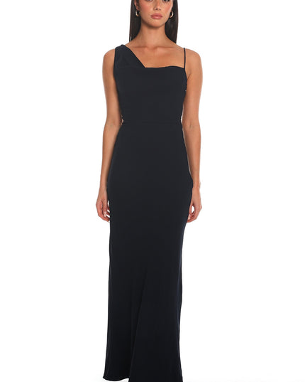 Navy Asymmetric Maxi Dress