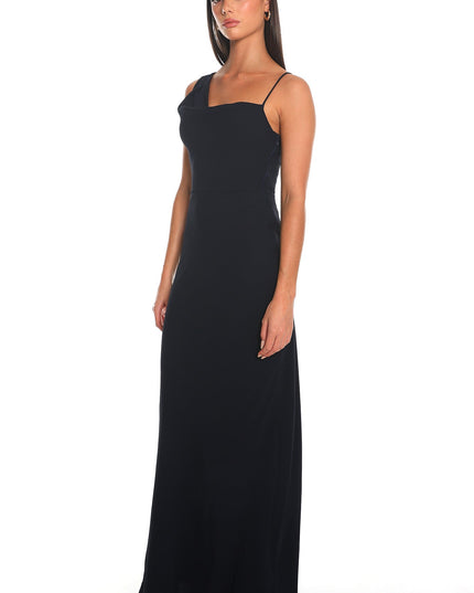 Navy Asymmetric Maxi Dress