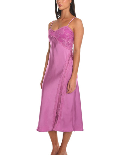 Mauve Noir Silk Lace-Inset Slip Dress