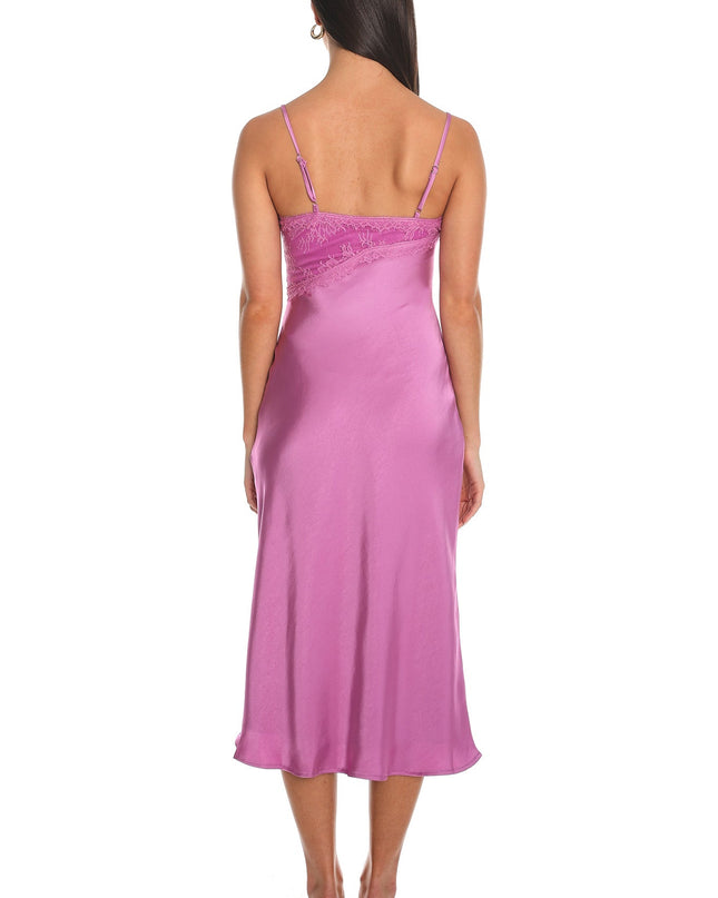 Mauve Noir Silk Lace-Inset Slip Dress