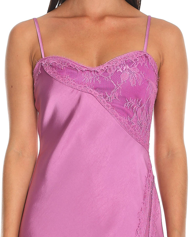 Mauve Noir Silk Lace-Inset Slip Dress