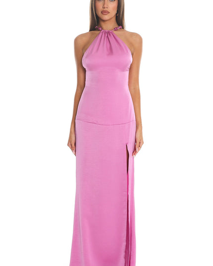 Mauve Tie-Back Slit Maxi Dress