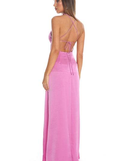 Mauve Tie-Back Slit Maxi Dress