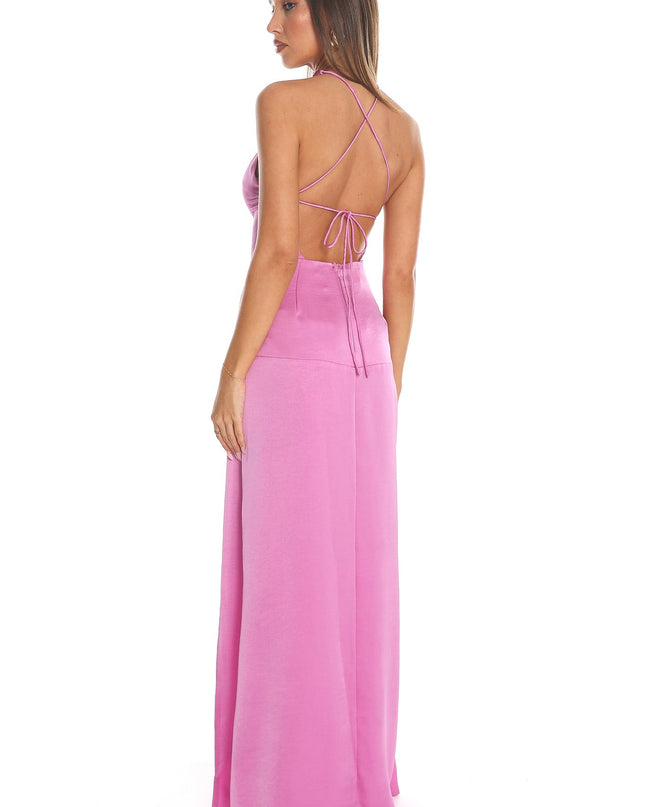 Mauve Tie-Back Slit Maxi Dress