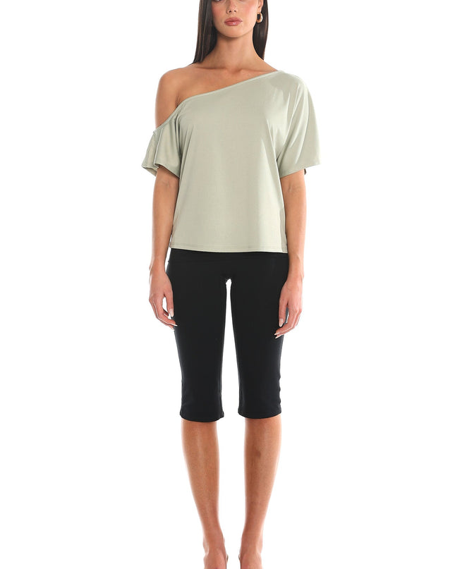 Sage Asymmetric One-Shoulder Top