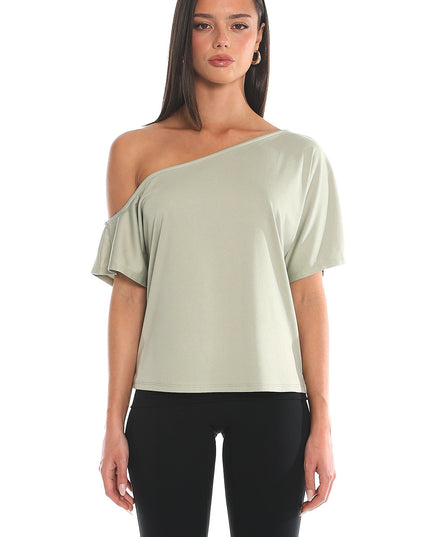 Sage Asymmetric One-Shoulder Top