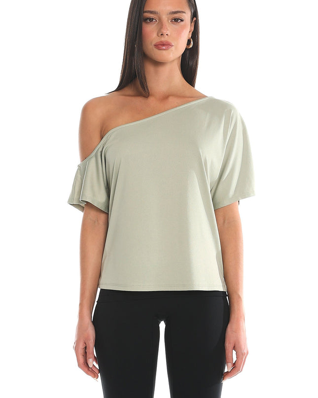 Sage Asymmetric One-Shoulder Top