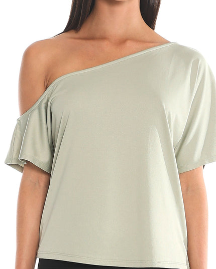 Sage Asymmetric One-Shoulder Top
