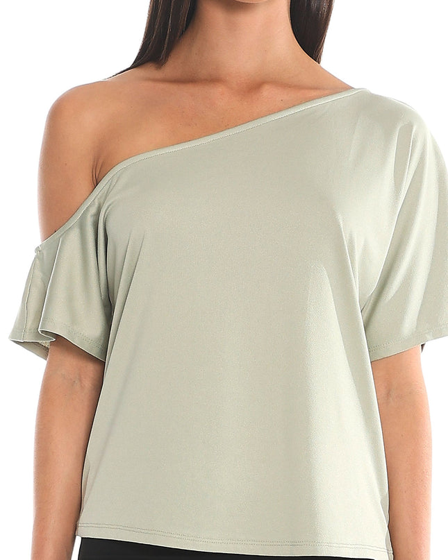 Sage Asymmetric One-Shoulder Top