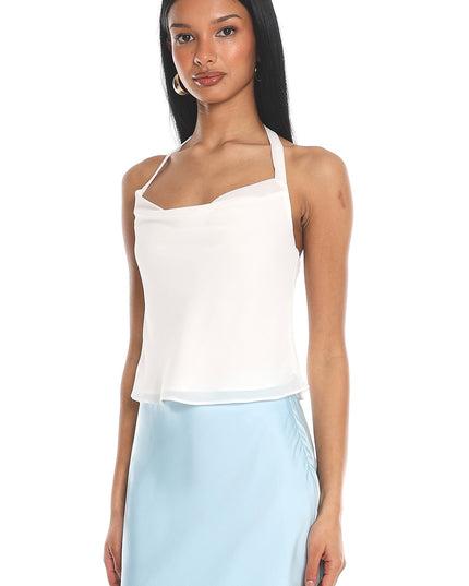 White Halter Crop Top