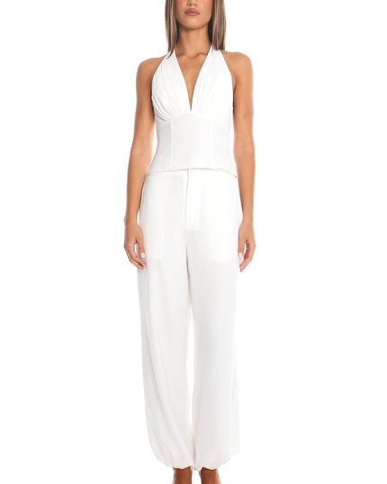 White Plunge Halter Top