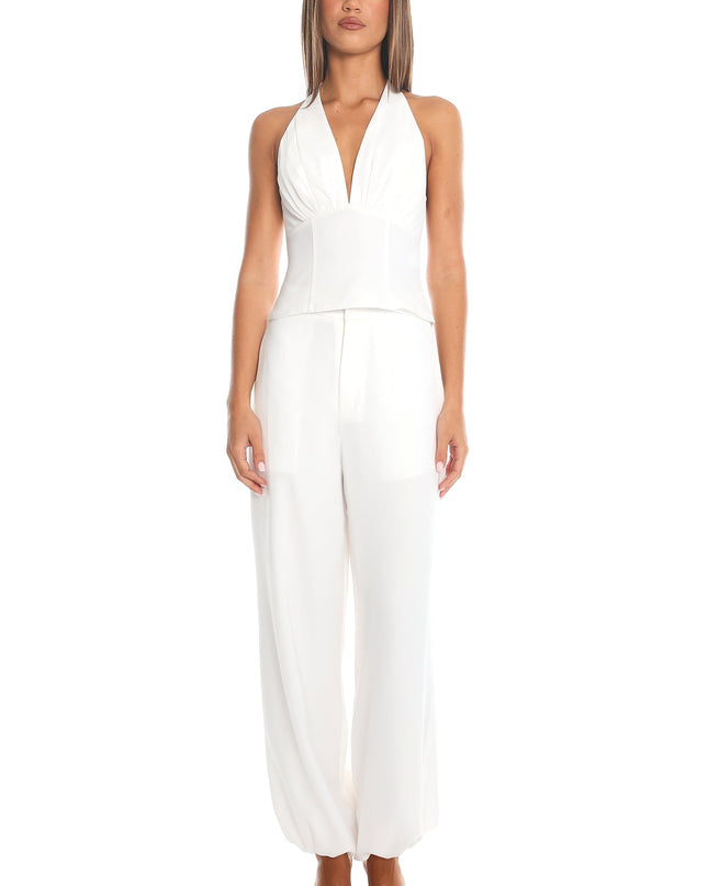 White Plunge Halter Top