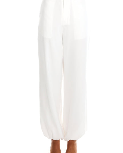 White Bubble Hem Trousers