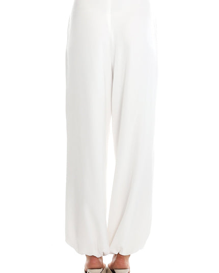 White Bubble Hem Trousers