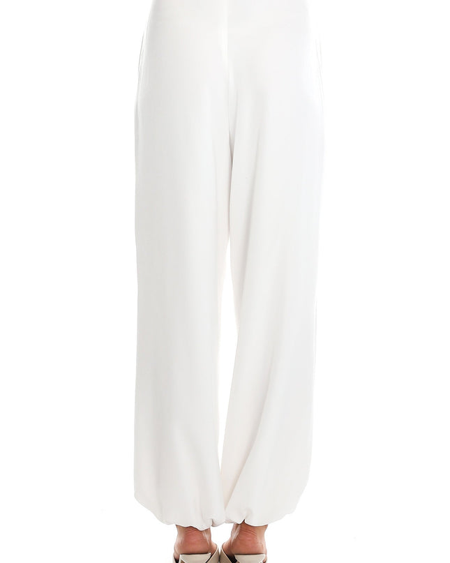 White Bubble Hem Trousers