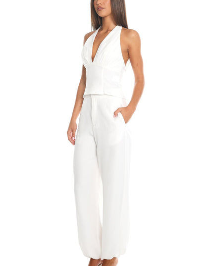 White Bubble Hem Trousers