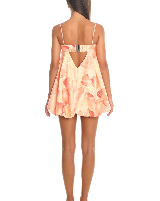 Peach Embroidered Mini Dress