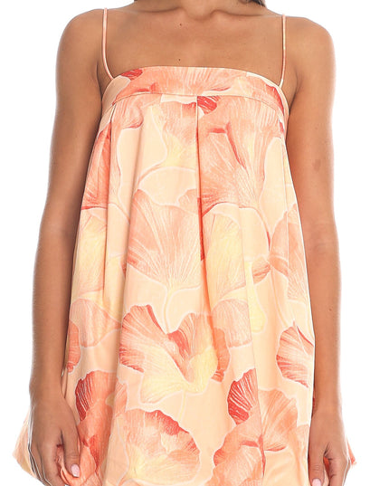 Peach Embroidered Mini Dress