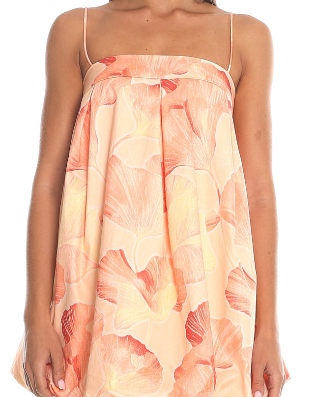 Peach Embroidered Mini Dress