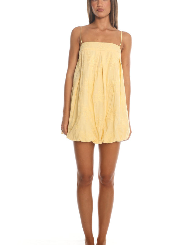 Yellow Embroidered Mini Dress