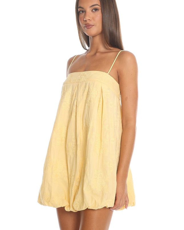 Yellow Embroidered Mini Dress