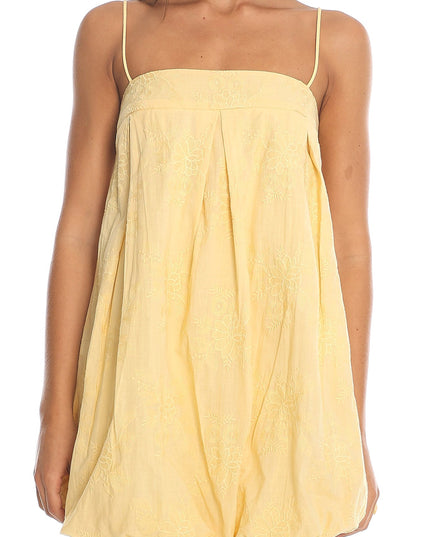 Yellow Embroidered Mini Dress