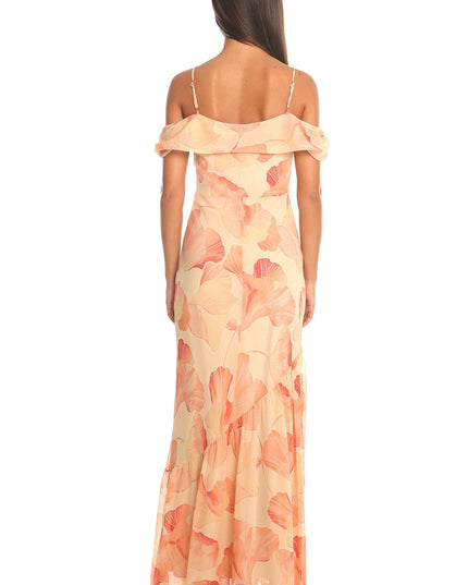 Peach Off-Shoulder Maxi Dress